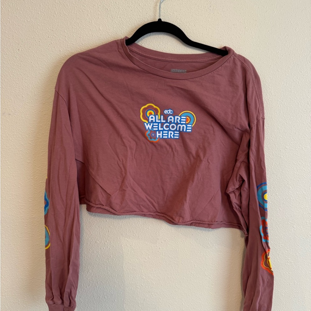All Are Welcome Here Cropped Long Sleeve Tee